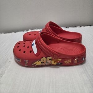 CROCS Lightning McQueen Shoes M8/W10 Classic Clogs Pixar Cars Movie Red EUC